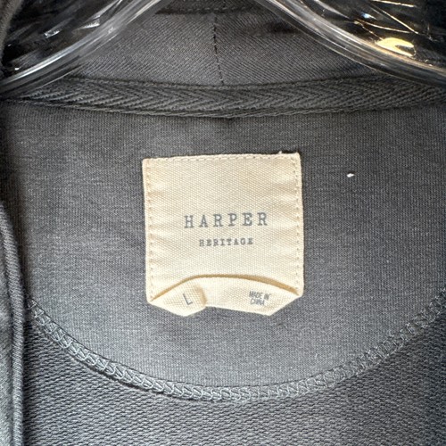 Harper Heritage lange graue Jerseyweste minimalistisch Lagenlook Kern vorne offen drapiert - Bild 3 von 8