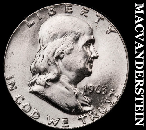 1963 Silver Franklin Half Dollar - Choice Gem Brilliant Unc+++  #i1662