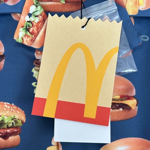 Graniph × McDonald's I'm hungry Big Silhouette Open Collar Shirt Hamburger USED - Picture 16 of 16
