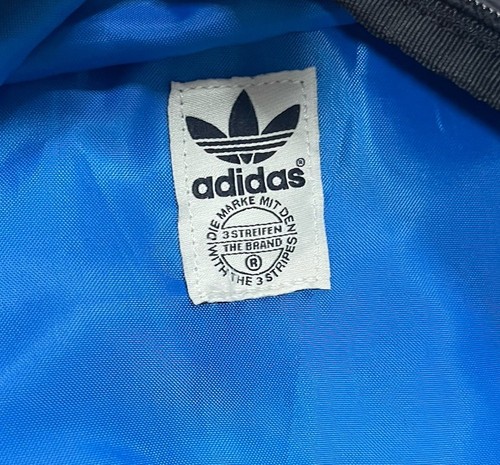 Adidas Black Softshell Backpack Travel Bag Blue Lined White Logo Carry On - Picture 13 of 15
