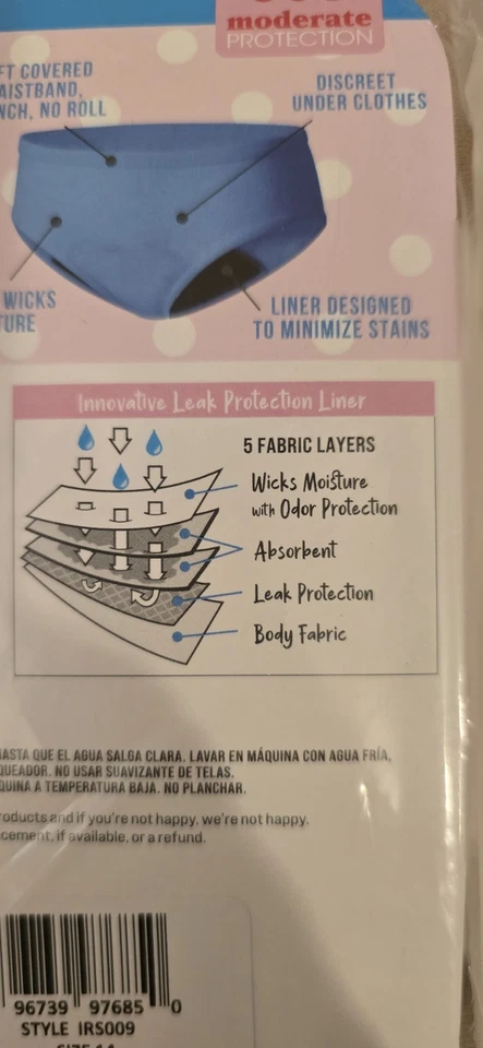 Ropa interior Hanes para niñas 4pk período hipster - multicolor - talla 14 Foto 4 de 4
