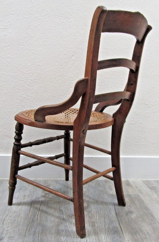 Antique Tell City Carved Rose Ladder Back Hip Hugger Cane Seat Chair 32.5" Tall - Picture 12 of 15