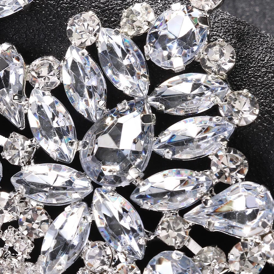 Women Face Mask Rhinestone Floral Luxury Masquerade Head Chain Show Party 31021 - Image 3 of 4