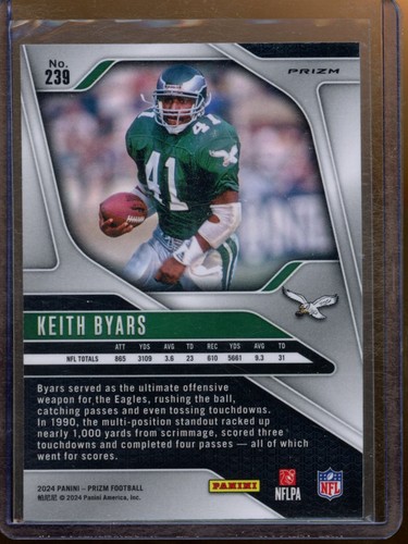2024 Panini Prizm Keith Byars Orange Disco Prizm Philadelphia Eagles #239 - Picture 2 of 2
