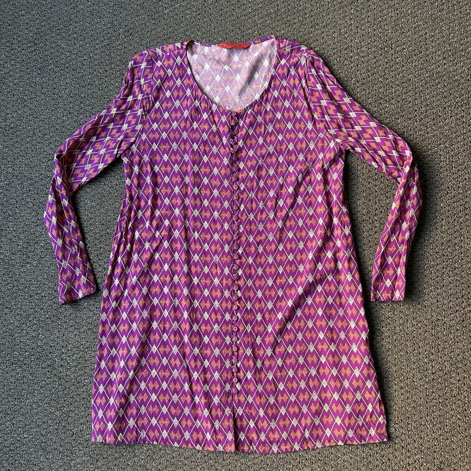 Tigerlily Women’s Shirt Dress Size 10AU Purple V Neck Button Down Midi Length 