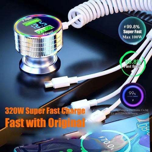 Car Charger 320WN USB 5in 1 Fast Chariging Phone Adapter for iPhone 14 Pro Max - Picture 6 of 6