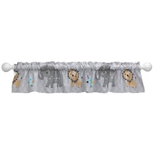 Bedtime Originals Jungle Fun Gray Safari Elephant and Lion Window Valance
