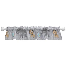 Bedtime Originals Jungle Fun Gray Safari Elephant and Lion Window Valance
