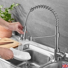 Kitchen Tap Pull Out Mixer Spray Faucet Stainless Steel 360° Swivel Sink Tap UK