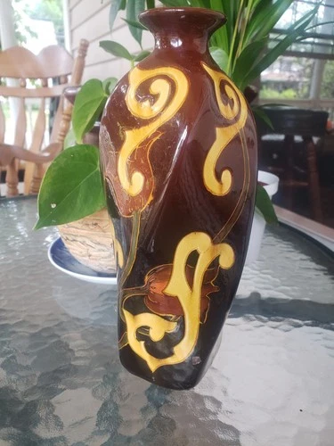 Antique DICKENSWARE WELLER Rare Art Nouveau Pottery 10" Vase RARE
