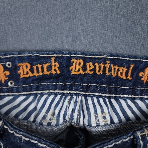 Rock Revival Dara Jeans Womens 31 (Fits 32x31) Blue Distressed Boot Denim HEMMED - Picture 13 of 16