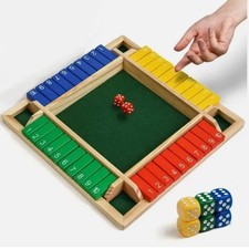 Wooden Shut The Box Dice Game   2-4 Player Math Board Game for Family  Kids