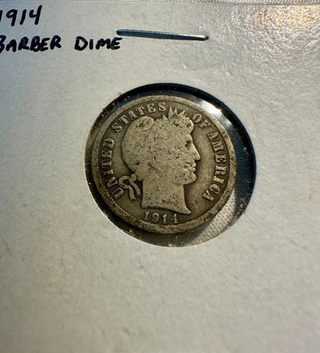 1914-P BARBER SILVER DIME 10C - CIRCULATED GOOD