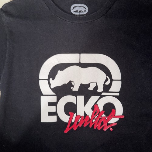 T-shirt nera Ecko Unltd argento rinoceronte grafica taglia small - Foto 4 di 5