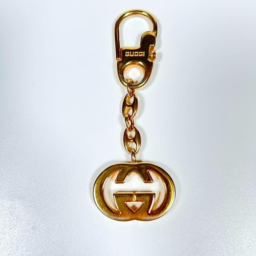 GUCCI IInterlocking Key Ring Bag Charm GG Logo Leather no box rare from JP Used