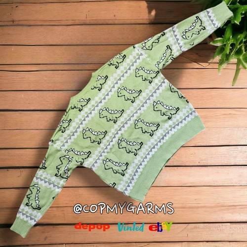Süßer Strickpullover Dinosaurier Repeat Pullover Large Damen - Bild 4 von 4