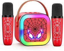 LED Karaoke Machine Toy: Mini Microphone for Kids 4 5 6 7 8 9 10 Year Old Red