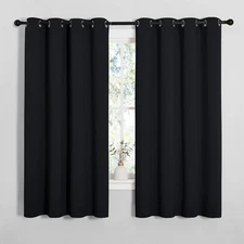 NICETOWN Blackout Curtains 2 Panels W52 x L60 Black Thermal Grommet for Bedroom