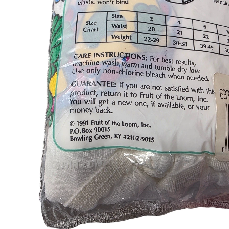 Vintage Fruit of the Loom Fun Gals Barney Briefs Girls Size 6 NOS - Image 3 of 3