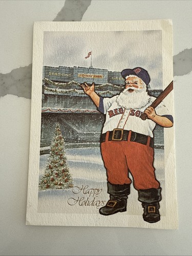 Tarjeta de Felices Fiestas de los Medias Rojas de Boston 1990 firmada e inscrita por Bill Lee Fenway Park - Imagen 4 de 13