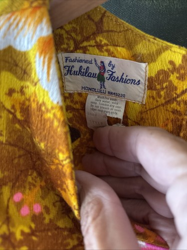 Vintage Hukilau Fashions 60er 70er Jahre Damen 6 mehrfarbige Rindenstoff Maxikleid gebraucht, in einwandfreiem Zustand Tiki - Bild 4 von 13
