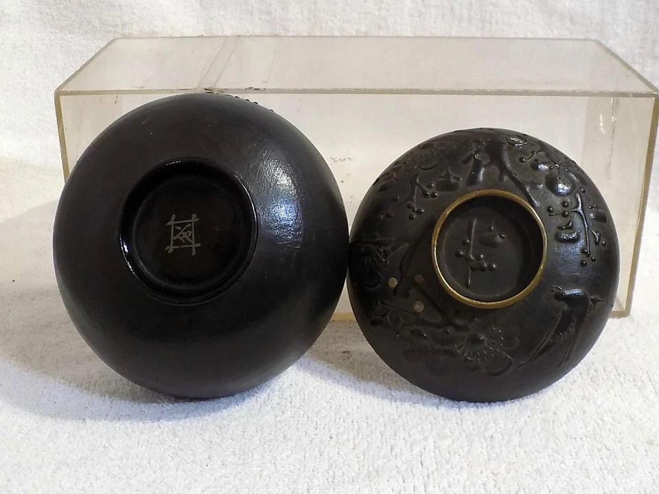 Taza de té japonesa laca de madera Makie cuenco con tapa 1860 era Meiji Foto 3 de 4