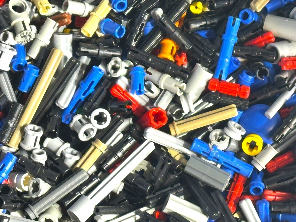 Lego Lot of 220 Technic Pins Connectors Rods Axles Blue Red Black Gray Plus More - Image 4 of 4
