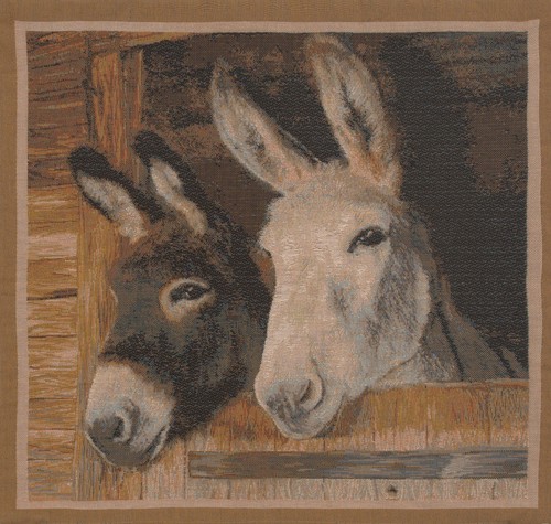 Throw Pillow Cover - Donkeys - French Tapestry Woven Cushion Cover 19x19 in New - Picture 9 of 12