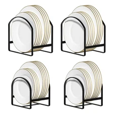 4 Pack Kitchen Plate Holder Organizer for Cabinet Space Saver Dinner Dish Pla...