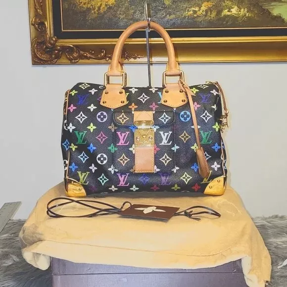 louis vuitton black multicolor speedy