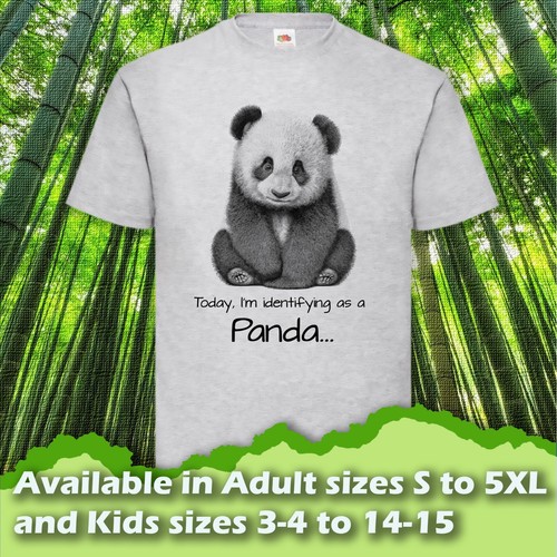Today I'm Identifying as a Panda Printed Adults and Kids T-Shirt Birthday Gift - Picture 2 of 4