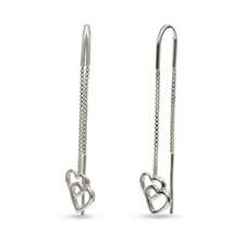 Real 925 Sterling Silver Earrings Light Weight Threader Drop for Women and Girls