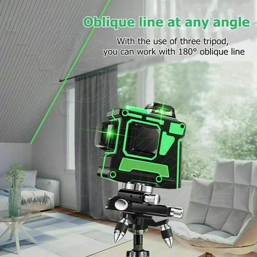 12 Lines Green Laser Level Self Leveling Cross Measure Tool Tripod 360° Rotary - Picture 11 of 12