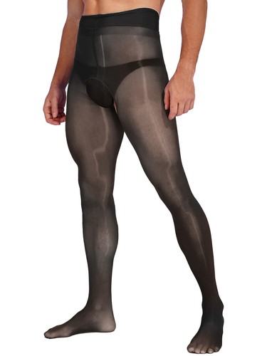FEESHOW Men's Sexy Ice Silk Pantyhose See Through Glossy Tights Sheer AU - Picture 6 of 132