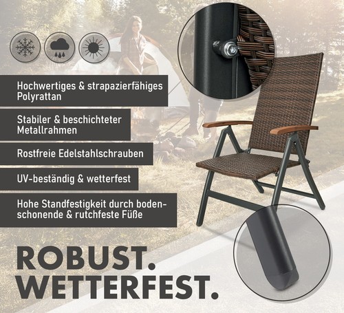 Gartenstuhl Hochlehner Stühle Rattan Klappstuhl Faltstuhl Campingstuhl Garten - Bild 37 von 73