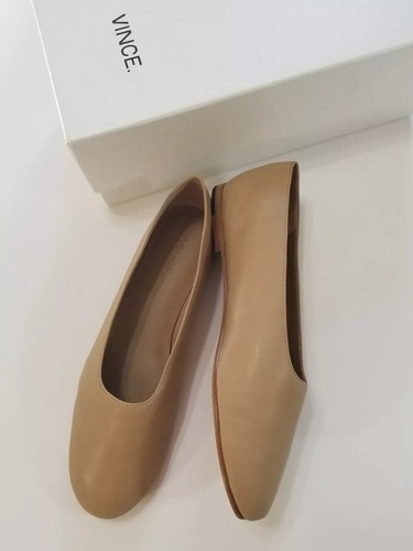NIB Vince Maxwell Leather Ballet Flat Glove Shoes in Sand & Black $225 - Picture 6 of 22