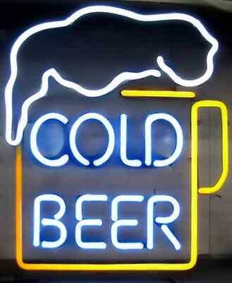 20''x16'' Cold Beer Mug Flex LED Neon Sign Light Lamp Bar Club Pub Party Artwork