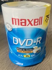 Maxell DVD-R - 4.7GB - 8X - 120 - 75 Pack - White Matte - NEW