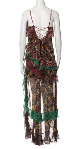 NWOT Alice + Olivia Laverne Lace Back Gown Maxi Dress in Nomad Multi M $695 - Picture 5 of 9