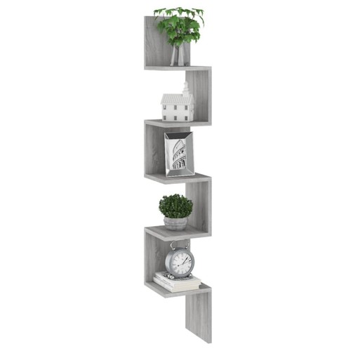 Estante de esquina de pared moderno montado en la pared unidad de estante de almacenamiento madera de ingeniería vidaXL - Imagen 32 de 43