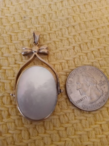 Vintage Black Onyx And MOP Double Sided Silver Pendant - Picture 2 of 5