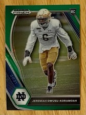 JEREMIAH OWUSU-KORAMOAH, RARE ! 2021 GREEN PRIZM, ROOKIE CARD, MINT !