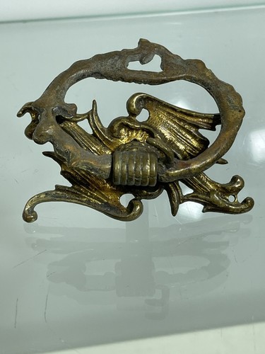 Ornate Brass Victorian Antique Drawer Pull Cabinet handles 2 5/8" x 2.5" Lot o 2 - Picture 3 of 13
