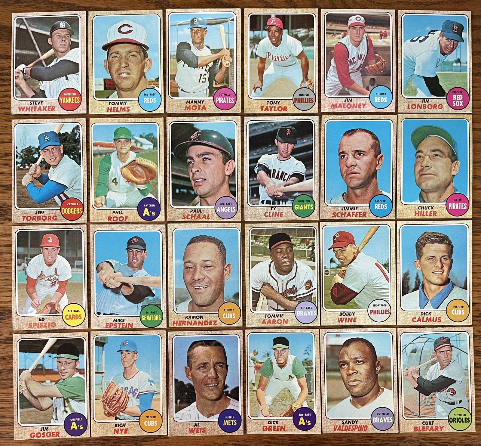 1968 Topps Baseball 15 Card Lot, All High #’s, Yankee Whitaker, Tommy Helms,Vgex