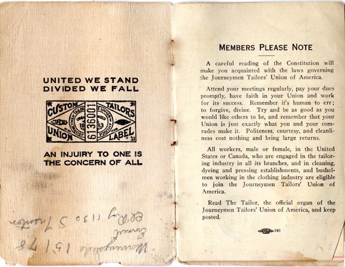 Antiguo folleto oficial firmado de la Unión de Sastres Journeymen de 1883-1925 - Imagen 3 de 6