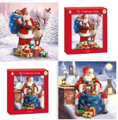 Pack of 12 Traditional Christmas Cards Square Christmas Scenes 3 for £10 Offer - Picture 3 of 13