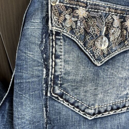 Jeans Miss Me donna 31x34 curvy bootcut lavaggio medio blu elasticizzato impreziosito denim - Foto 3 di 22