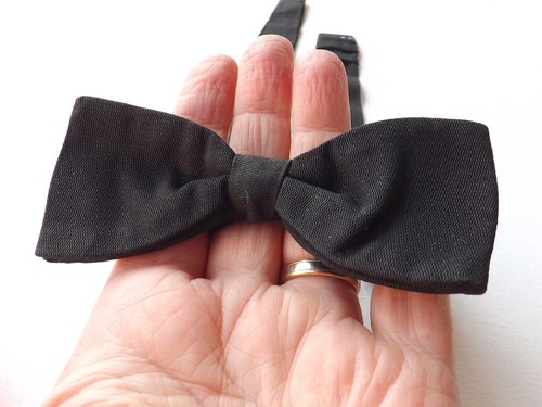 Vintage SILK 1950s Bow Tie Ready Tied Black Evening Wear Prom Ball FREE P&P - 第 6/10 張圖片
