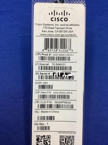 QDD-400G-LR4-S CISCO 400G QSFP-DD Transceiver, 400G-LR4, Duplex LC, 10km Duplex - Picture 2 of 6