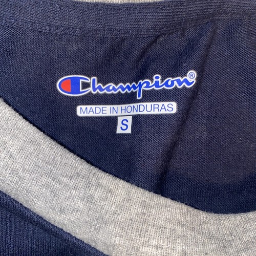 T-shirt uomo Champion Ringer blu navy Oxford grigio small - Foto 4 di 5